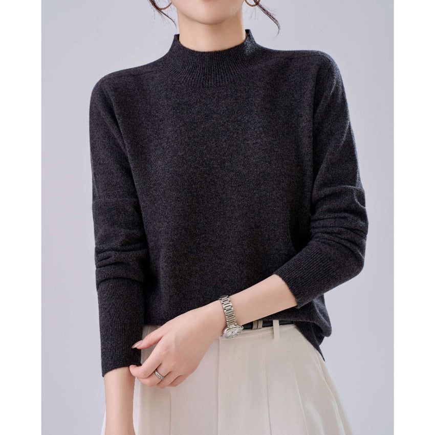 Damen Feiner Feinstrick-Pullover mit kurzem Stehkragen und Kaschmir-Optik Echoarchiv