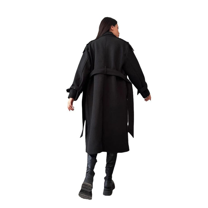 Damen Oversize Wollmix-Mantel mit doppelreihiger Knopfleiste und Taillengürtel Echoarchiv