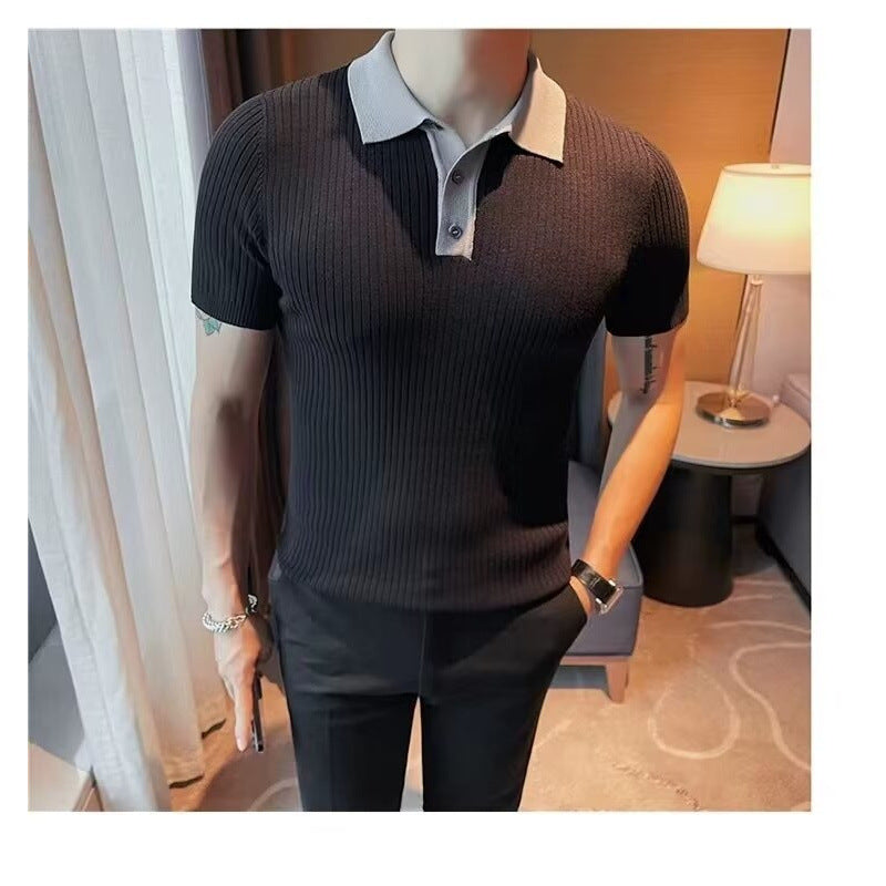 Herren Kurzarm Poloshirt mit Rippstruktur Echo Archiv