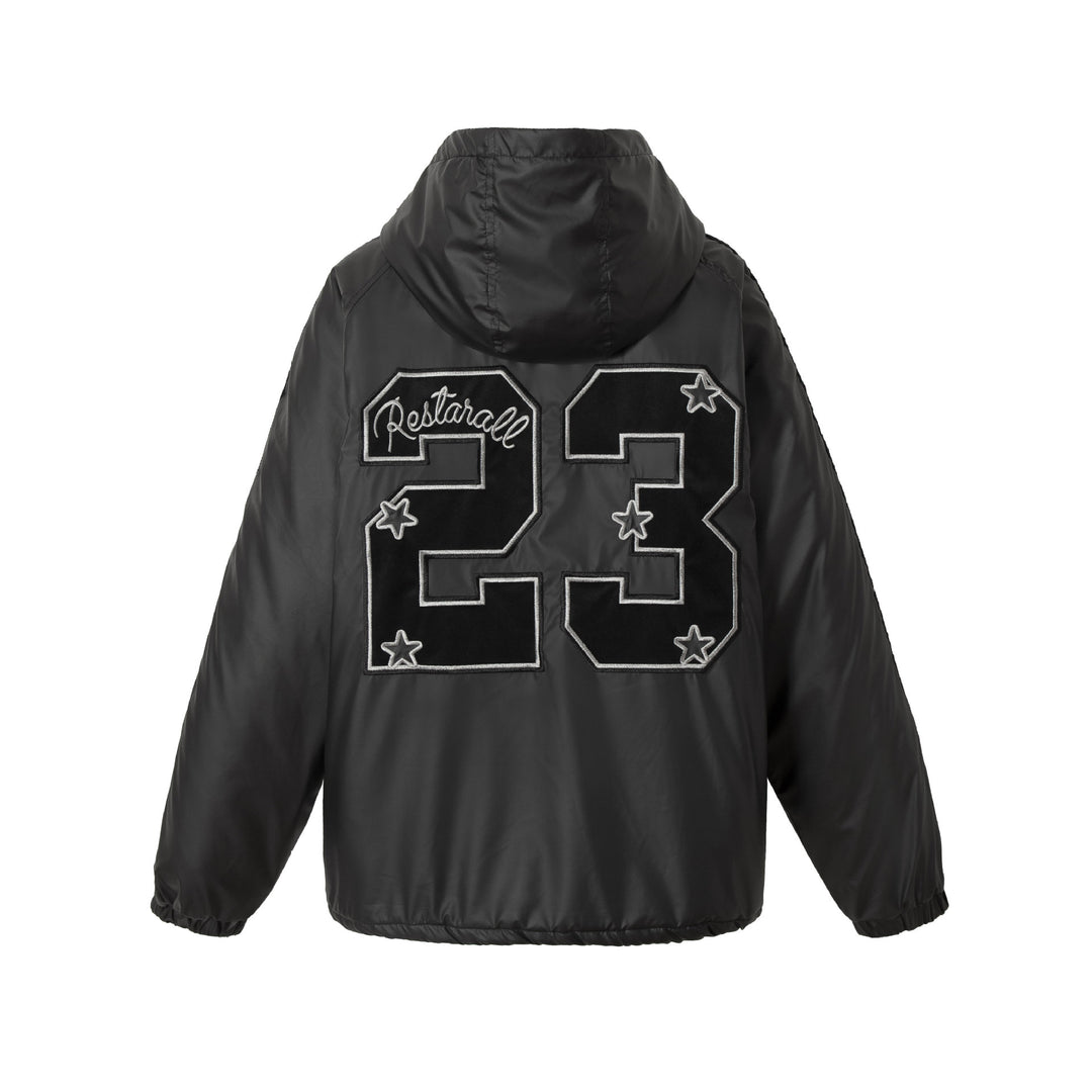 Unisex Boxy‑wattierte Kapuzenjacke mit gesticktem Wappen Echoarchiv