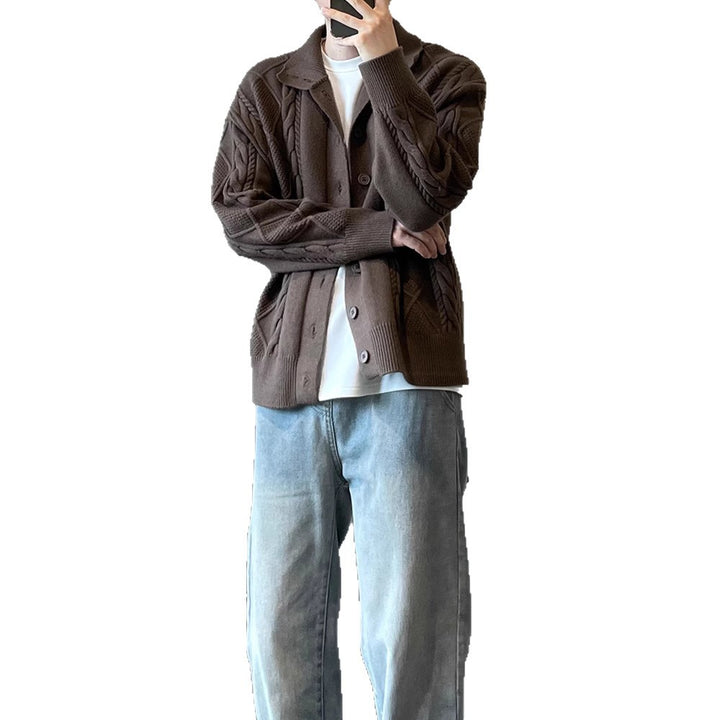 Herren modische Strickjacke mit strukturiertem Muster Echoarchiv