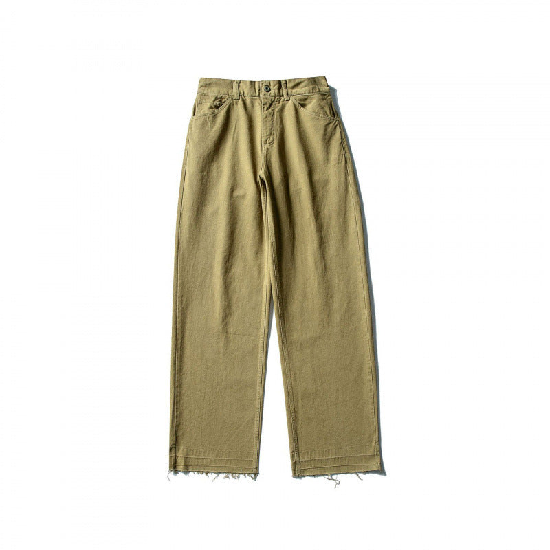 Damen Weite High-Waist Jeanshose mit geradem Bein und rohem Saum Echo Archiv