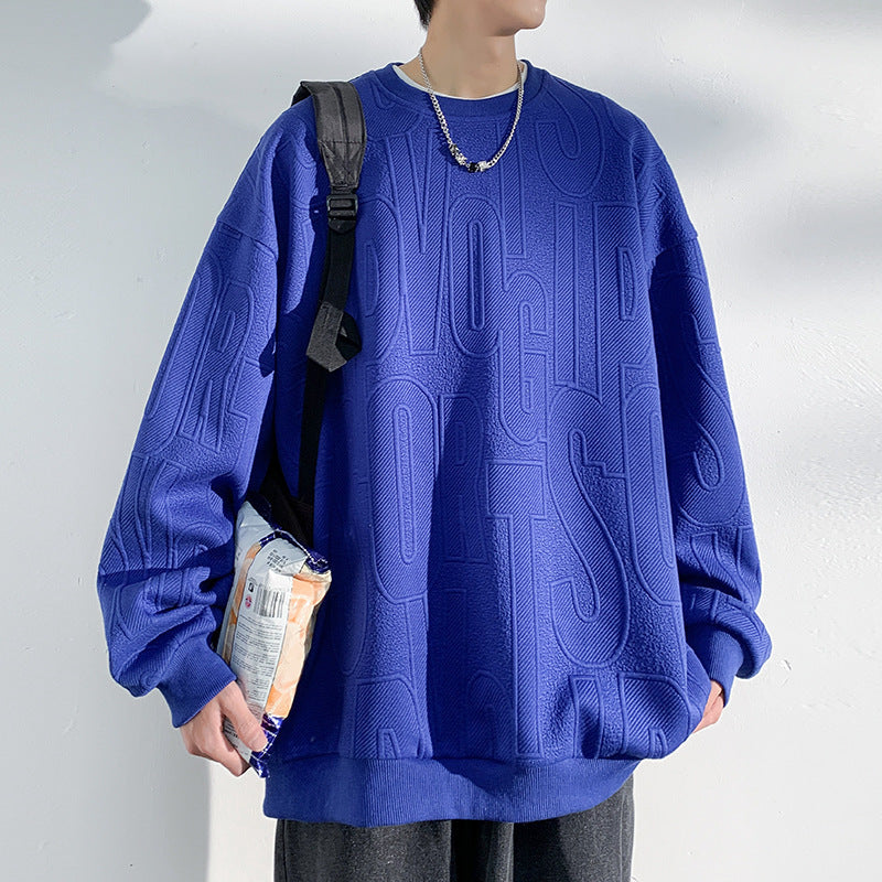 Herren Oversized Strukturiertes Strick-Sweatshirt mit geprägtem Ton-in-Ton-Lettering Echoarchiv