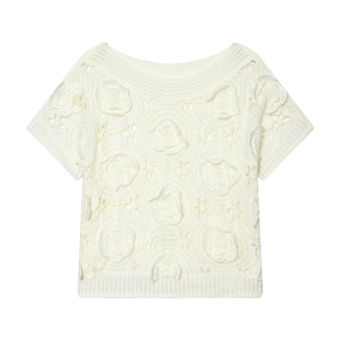 Damen Strickoberteil mit floralem Strukturmuster – Mavelle