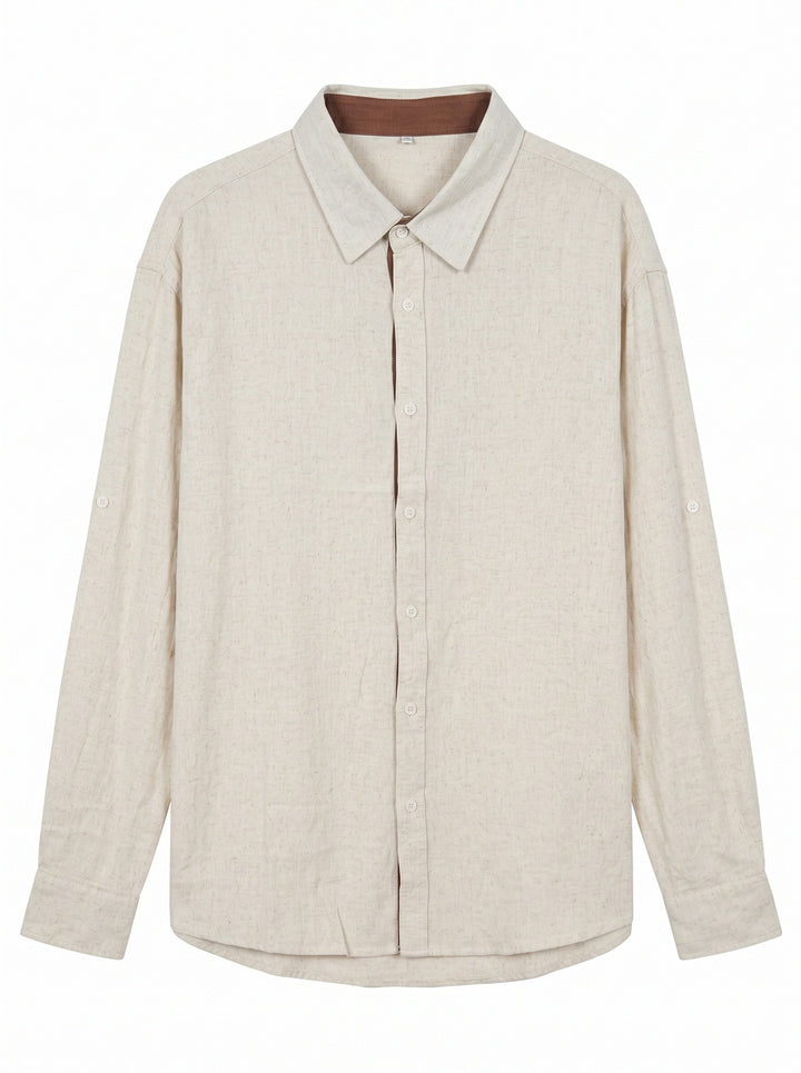 Unisex Leichtes Oversize‑Hemd in Leinenoptik mit Kentkragen und Ärmelsteg Echoarchiv