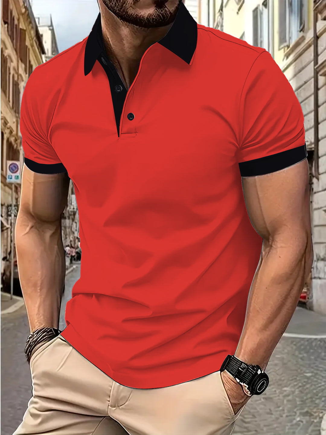 Herren Poloshirt mit modischem Kontrastdetail Echoarchiv