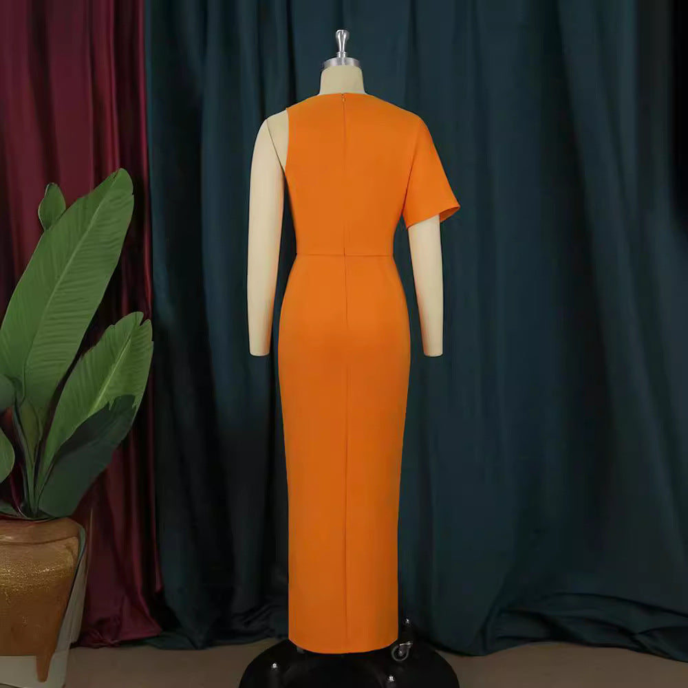 Damen figurbetontes Maxikleid mit tiefem V-Ausschnitt und elegantem Schlitz Echo Archiv