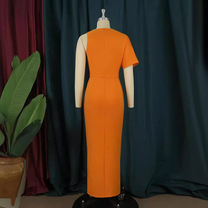 Damen figurbetontes Maxikleid mit tiefem V-Ausschnitt und elegantem Schlitz Echo Archiv