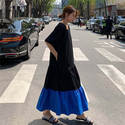 Damen Stufen-Maxi-Kleid mit Volants, Eingrifftaschen und lockerem Schnitt – Valéora