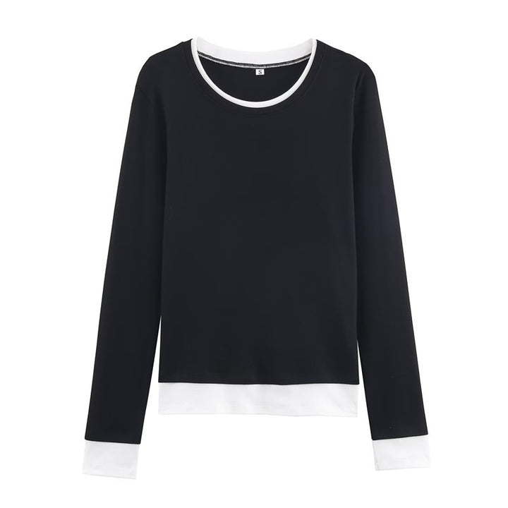 Damen Langarm-Shirt im Lagenlook mit Kontrastbündchen und Rundhalsausschnitt Echo Archiv
