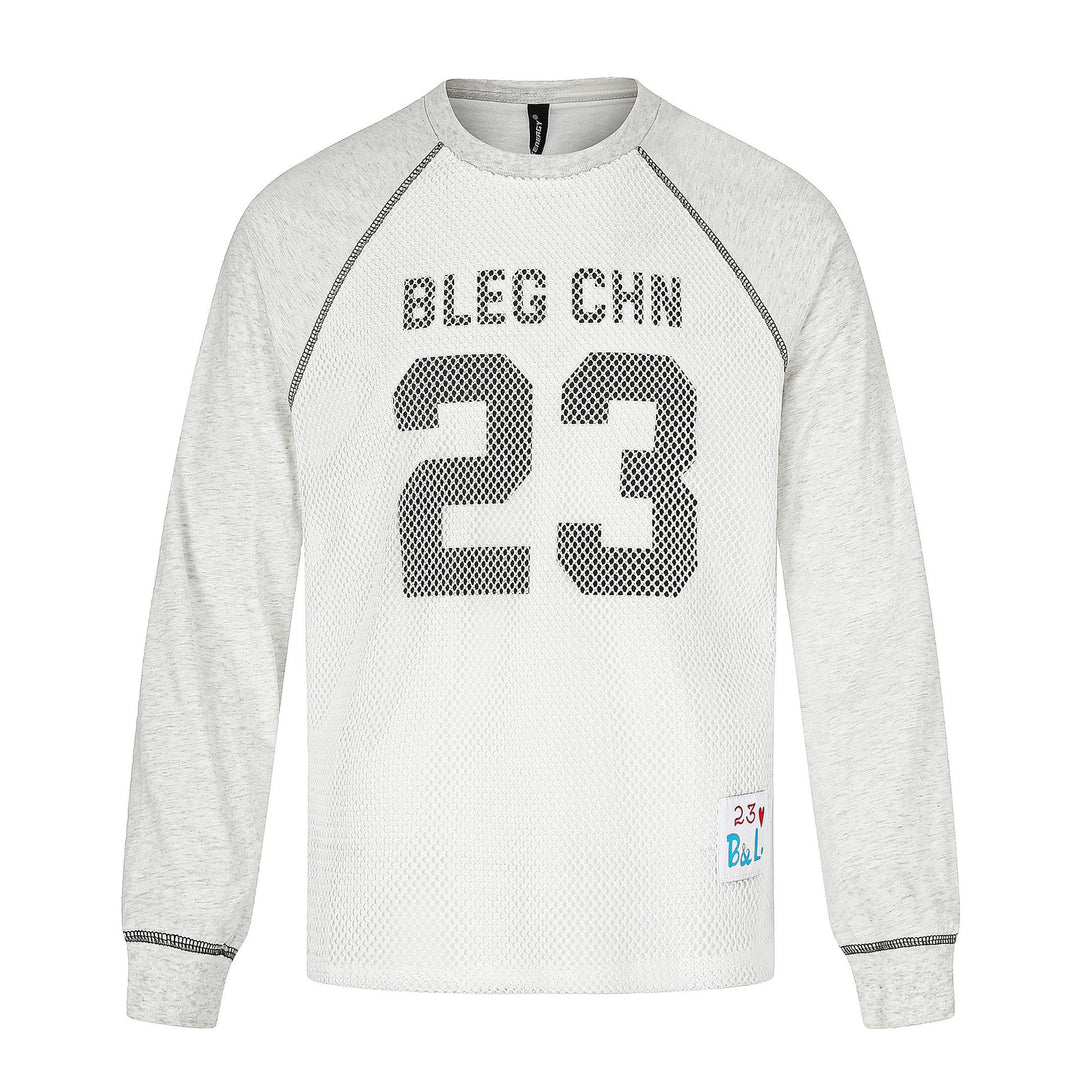 Herren Sportives Mesh-Layer Rundhals‑Sweatshirt mit Raglanärmeln und Front‑Print Echoarchiv