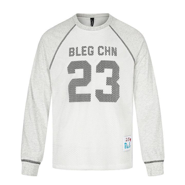 Herren Sportives Mesh-Layer Rundhals‑Sweatshirt mit Raglanärmeln und Front‑Print Echoarchiv
