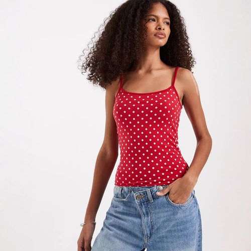 Damen Spaghettiträgertop mit Polka-Dots Echo Archiv