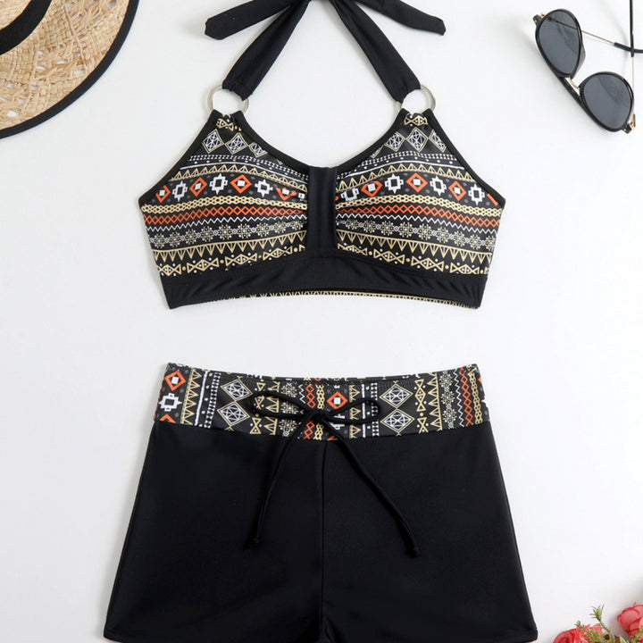 Damen High-Waist Bikini-Set mit modischem Oberteil und verstellbarem Bund Echo Archiv