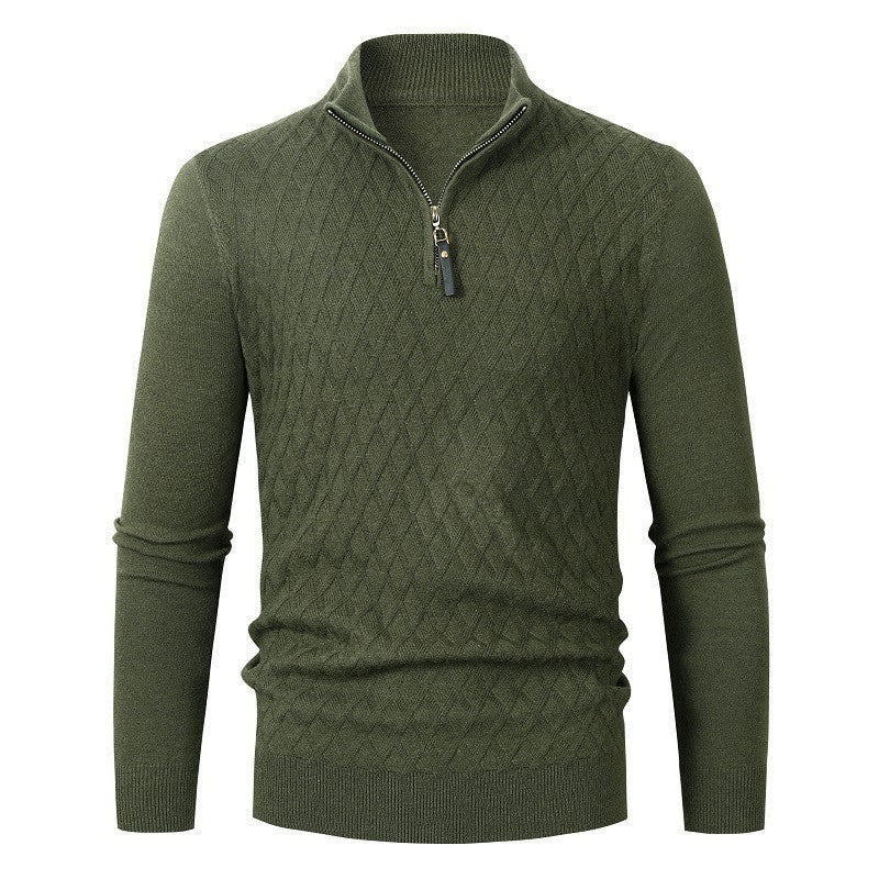 Herren Strickpullover mit modernem Rautenmuster und Reißverschluss Echoarchiv