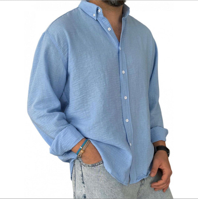 Herren nan leichtes Baumwoll-Leinen-Hemd mit Button-Down-Kragen und entspannter Relaxed-Fit Echo Archiv