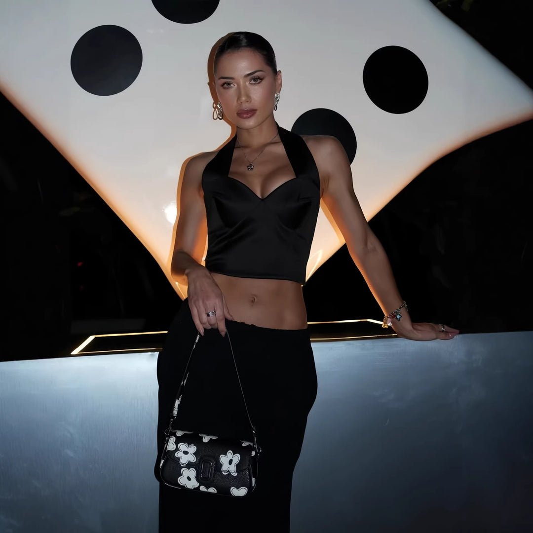 Damen Stylisches Cropped Top mit Halterhals und Bügeln Echo Archiv