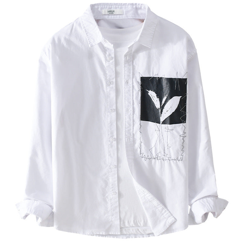 Herren Overshirt-Hemd mit Print-Patch und integriertem T-Shirt Echoarchiv