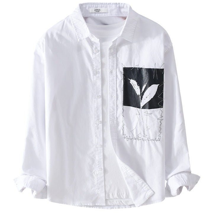 Herren Overshirt-Hemd mit Print-Patch und integriertem T-Shirt Echoarchiv