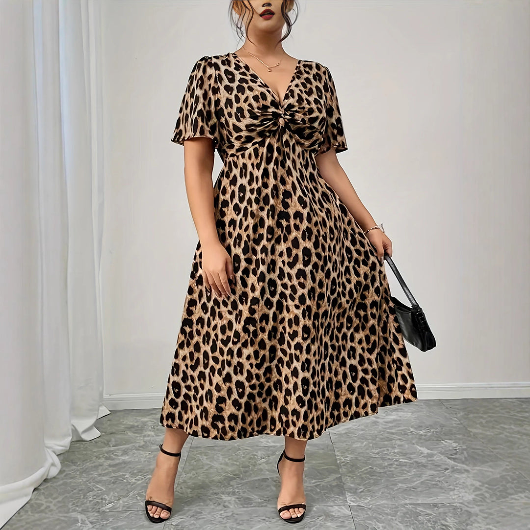 Damen Maxikleid mit raffiniertem Knotendesign und modernem Tiermuster Echo Archiv
