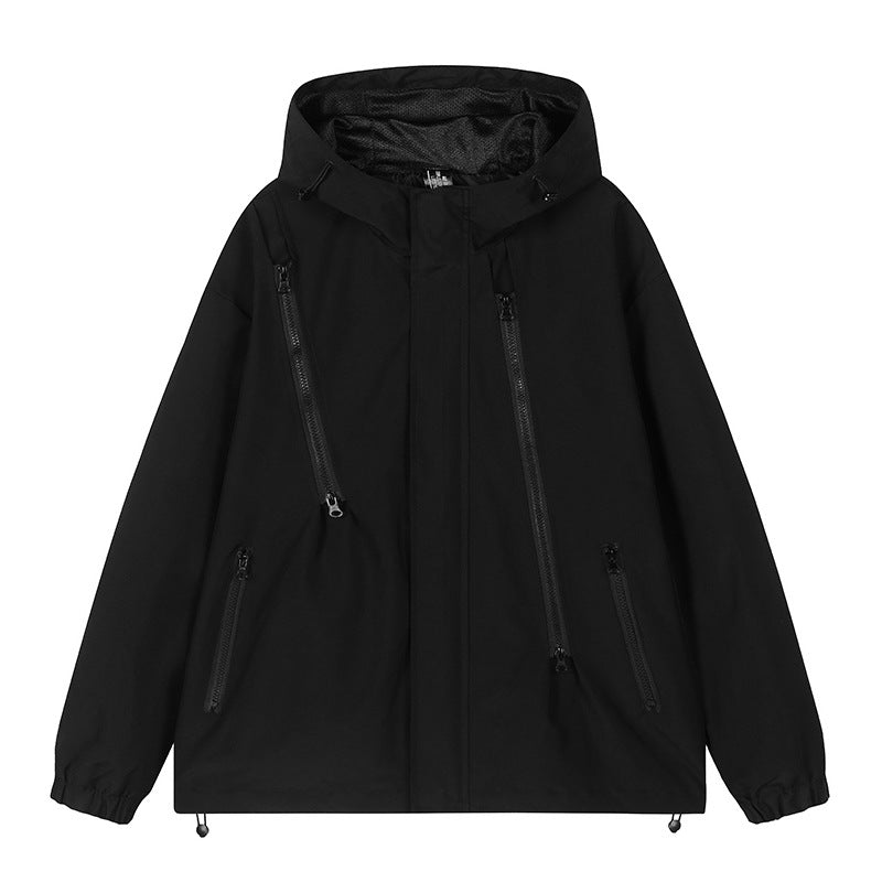 Herren nan technische Kapuzenjacke mit wasserabweisendem Softshell, schrägen Reißverschlusstaschen und verstellbarem Saum Echo Archiv