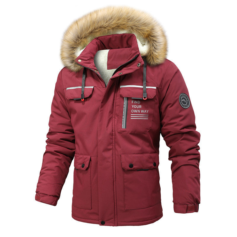 Herren gefütterte Parkajacke mit abnehmbarer Kapuze und wasserabweisendem Material Echoarchiv