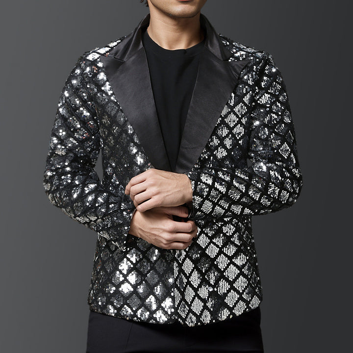 Herren eleganter Pailletten-Blazer mit luxuriösem Design Echoarchiv