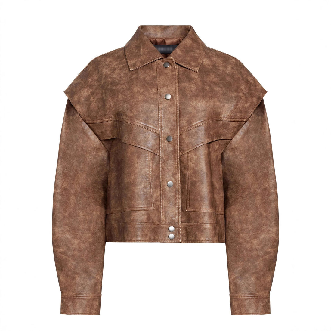 Damen Modische Kunstlederjacke mit Oversized Schnitt – Célinea