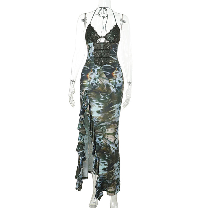 Damen Maxikleid mit Spitzen-Oberteil und asymmetrischem Schlitz Echo Archiv