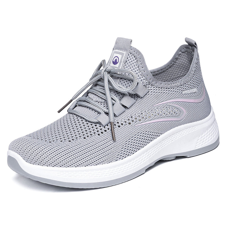 Damen nan atmungsaktiver Strick-Freizeitsneaker mit elastischer Schnürung und stoßabsorbierender Keilsohle Echo Archiv