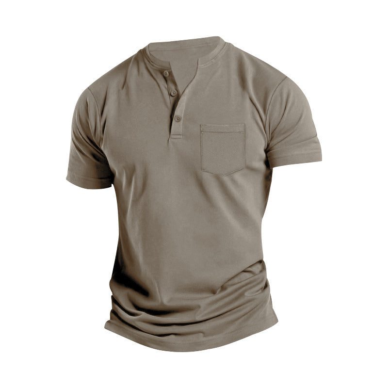 Herren Kurzarm Henley-Shirt mit praktischem Knopfdetail Echoarchiv