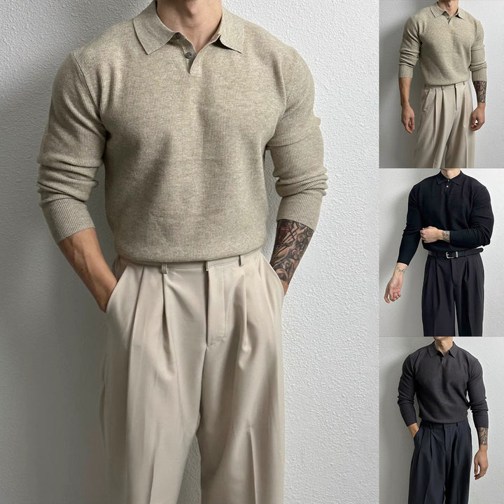 Herren Elegant Strukturierter Langarm-Pullover Echo Archiv