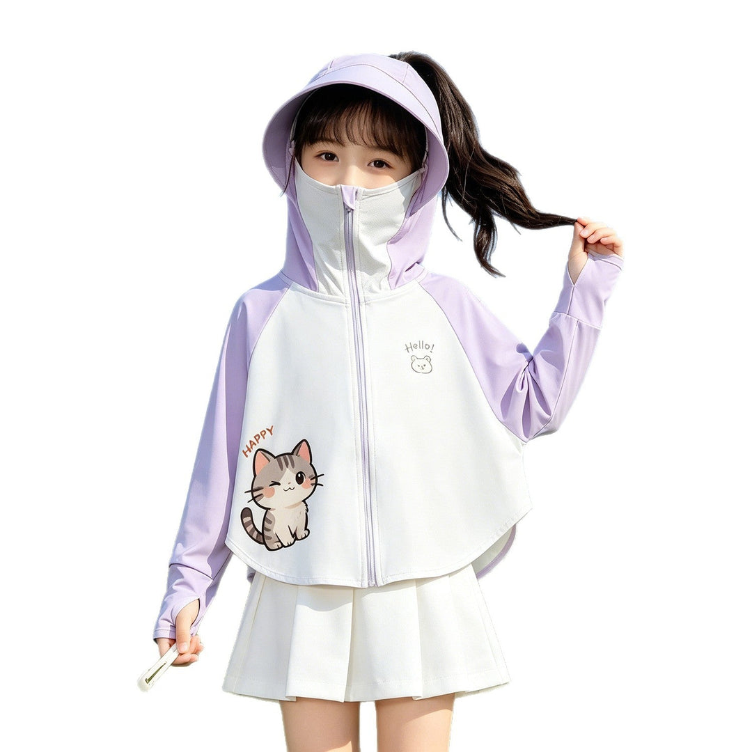 Unisex nan UV-Schutz Kapuzenjacke mit Sonnenschild und integrierter Gesichtsmaske für Kinder  Echo Archiv