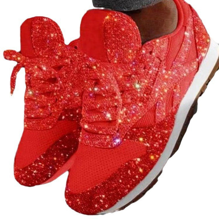 Damen Glitzer-Sneaker mit Mesh-Einsätzen und profilierter Gummisohle Echoarchiv