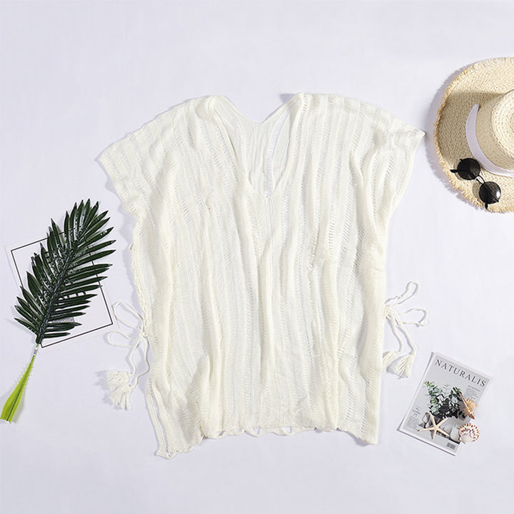 Damen lässige Strickbluse mit seitlichen Bindebändern Echo Archiv
