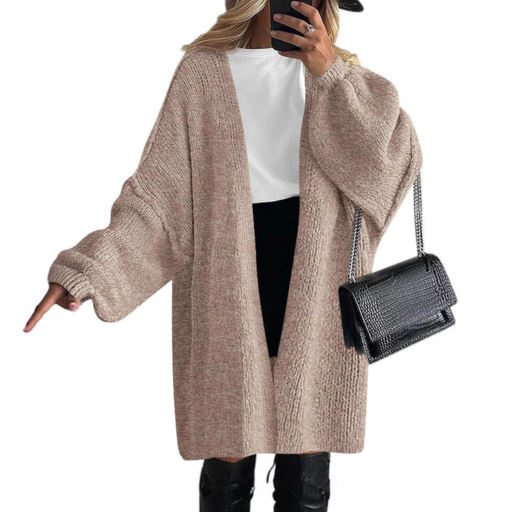Damen Oversize Strickcardigan mit weiten Ballonärmeln und offener Front Echoarchiv