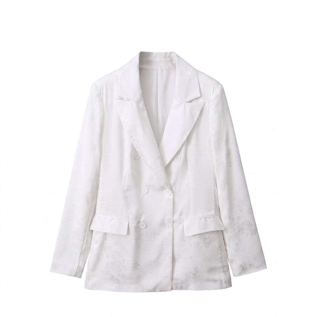 Damen Doppelreihiger Blazer mit floralem Jacquard und Schalkragen Echo Archiv