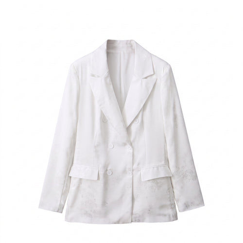 Damen Doppelreihiger Blazer mit floralem Jacquard und Schalkragen Echo Archiv