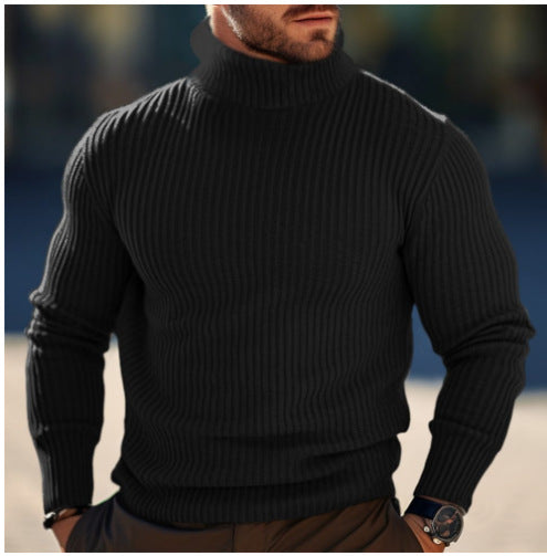 Herren nan gerippter Rollkragenpullover schmal geschnitten aus Feinstrick mit Stretch und thermoregulierender Wollmischung Echo Archiv