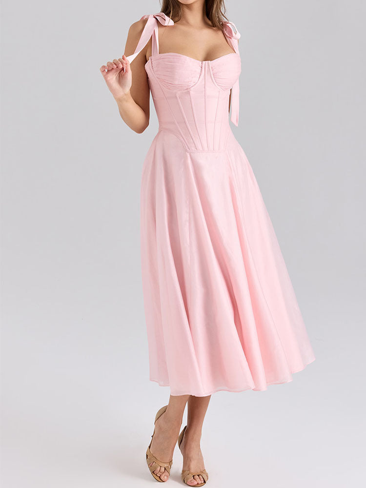Damen Elegantes Midikleid mit schulterfreien Trägern Echo Archiv