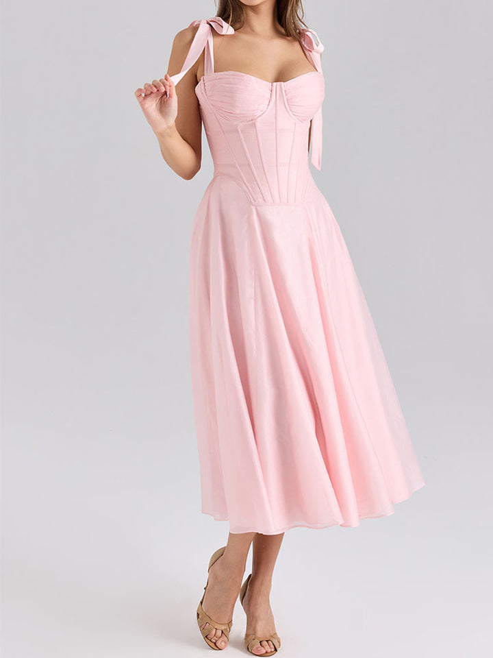 Damen Elegantes Midikleid mit schulterfreien Trägern Echo Archiv