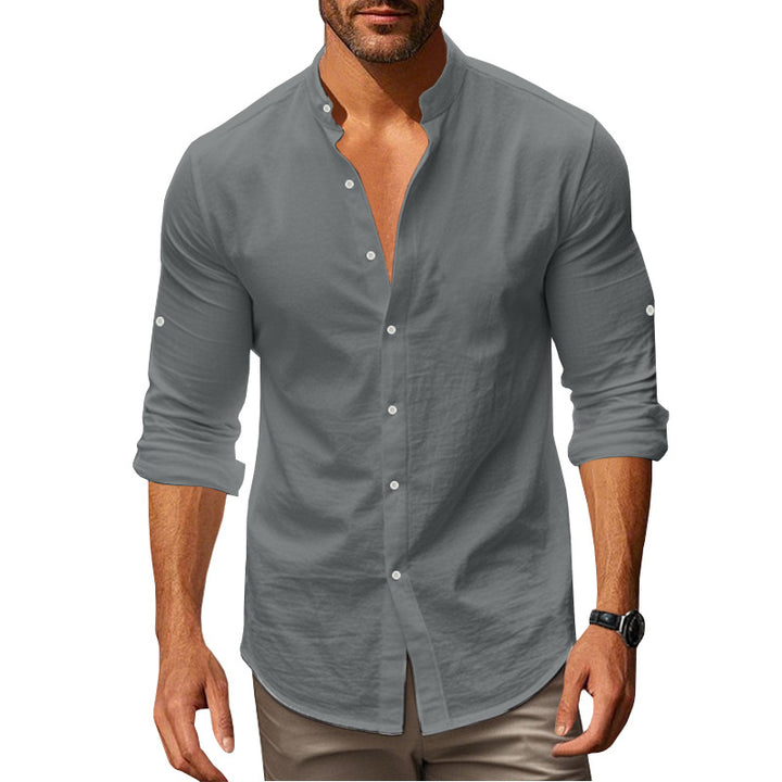 Herren modisches Langarm-Henley-Shirt mit Knopfdetails Echoarchiv