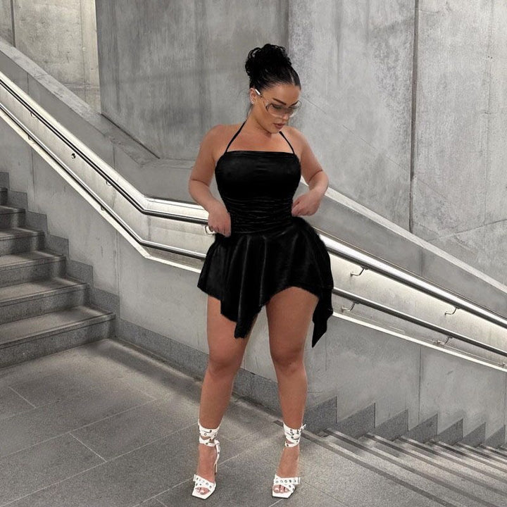 Damen Trendiges Mini-Kleid mit asymmetrischem Saum und Raffungen Echo Archiv