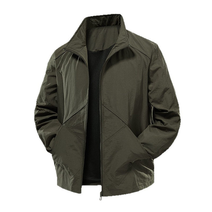 Herren Leichte Windbreaker-Outdoorjacke mit Stehkragen, Zweiwege-Reißverschluss und verdeckten Taschen Echoarchiv