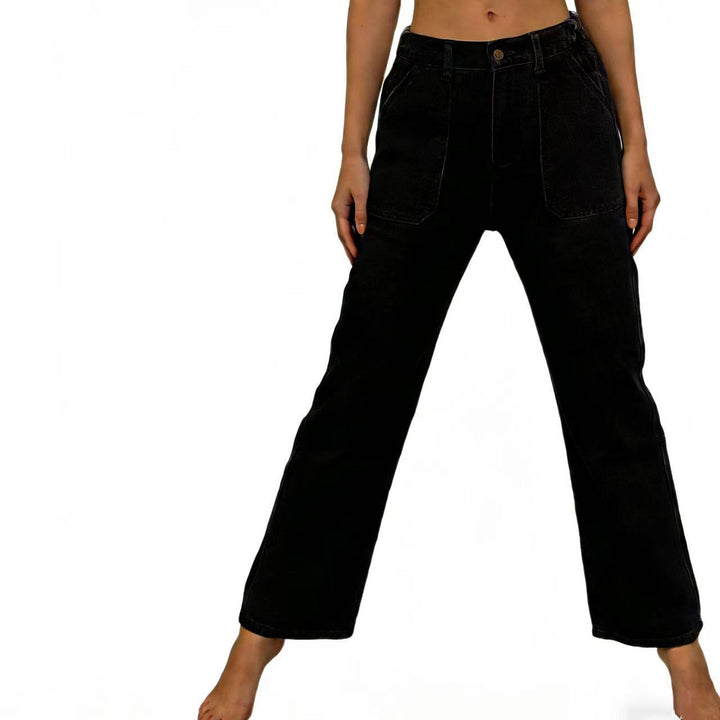 Damen nan hochgeschnittene Relaxed-Jeans mit geradem Bein und aufgesetzten Fronttaschen Echo Archiv