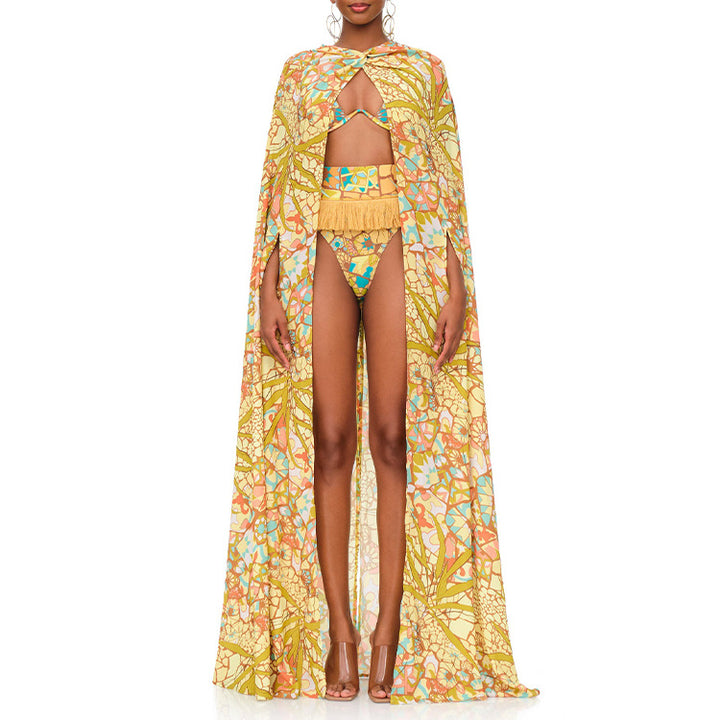 Damen Bikini-Set mit fransigem Saum und kreativem Muster Echo Archiv