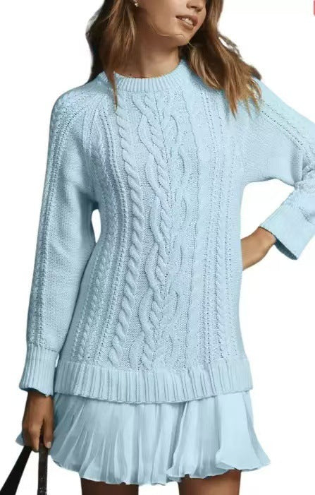 Damen nan Kabelstrick-Pullover mit Tunika-Schnitt, Zopfmuster und Rippbündchen Echo Archiv