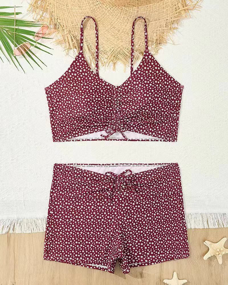 Damen Bikini mit floralem Rüschendesign und verstellbaren Trägern Echo Archiv