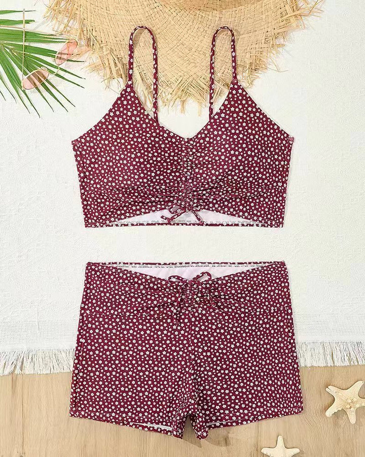 Damen Bikini mit floralem Rüschendesign und verstellbaren Trägern Echo Archiv