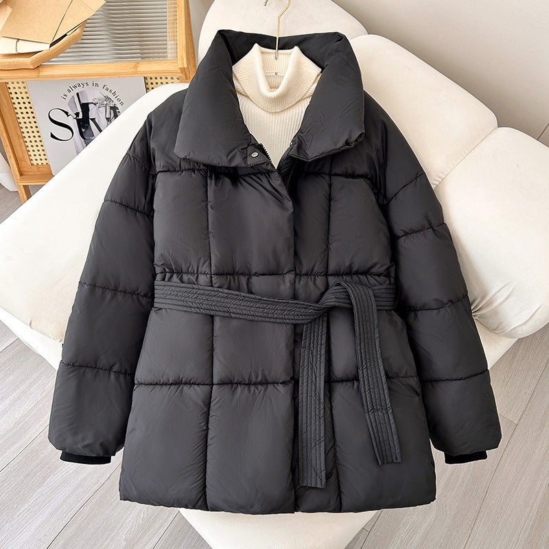 Damen nan gesteppte Winterjacke mit Taillengürtel, Stehkragen und Rippbündchen Echo Archiv